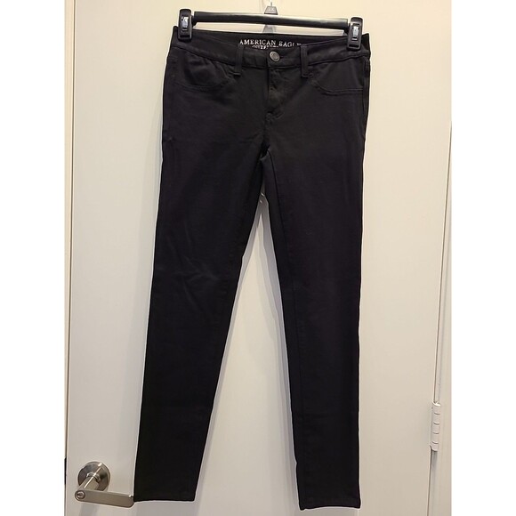 American Eagle Jeans Size 6 Womens Jegging Super Stretch Mid Rise Black Denim - Picture 2 of 7